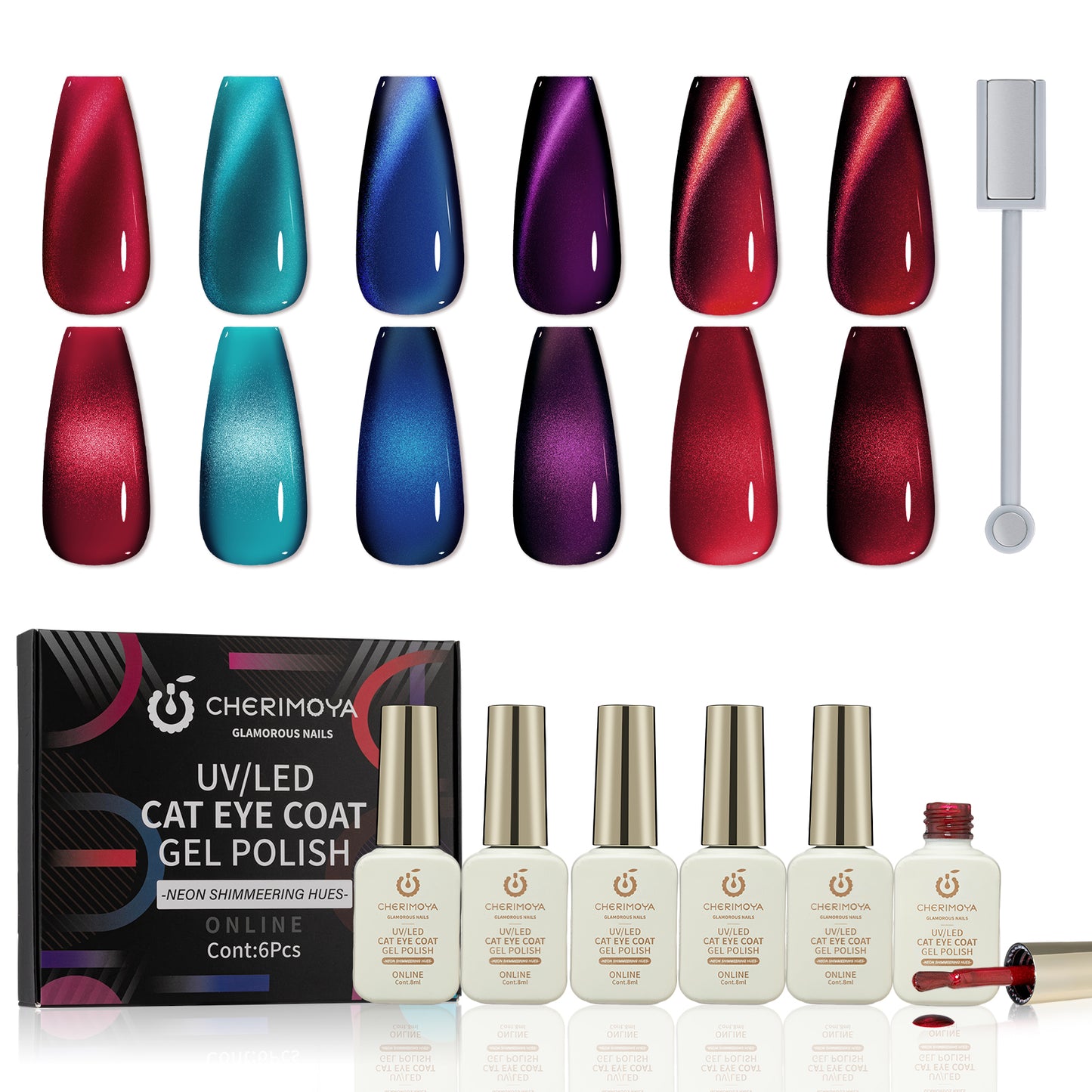 Kit De Esmalte De Gel Ojo de Gato 6Colores 8ML