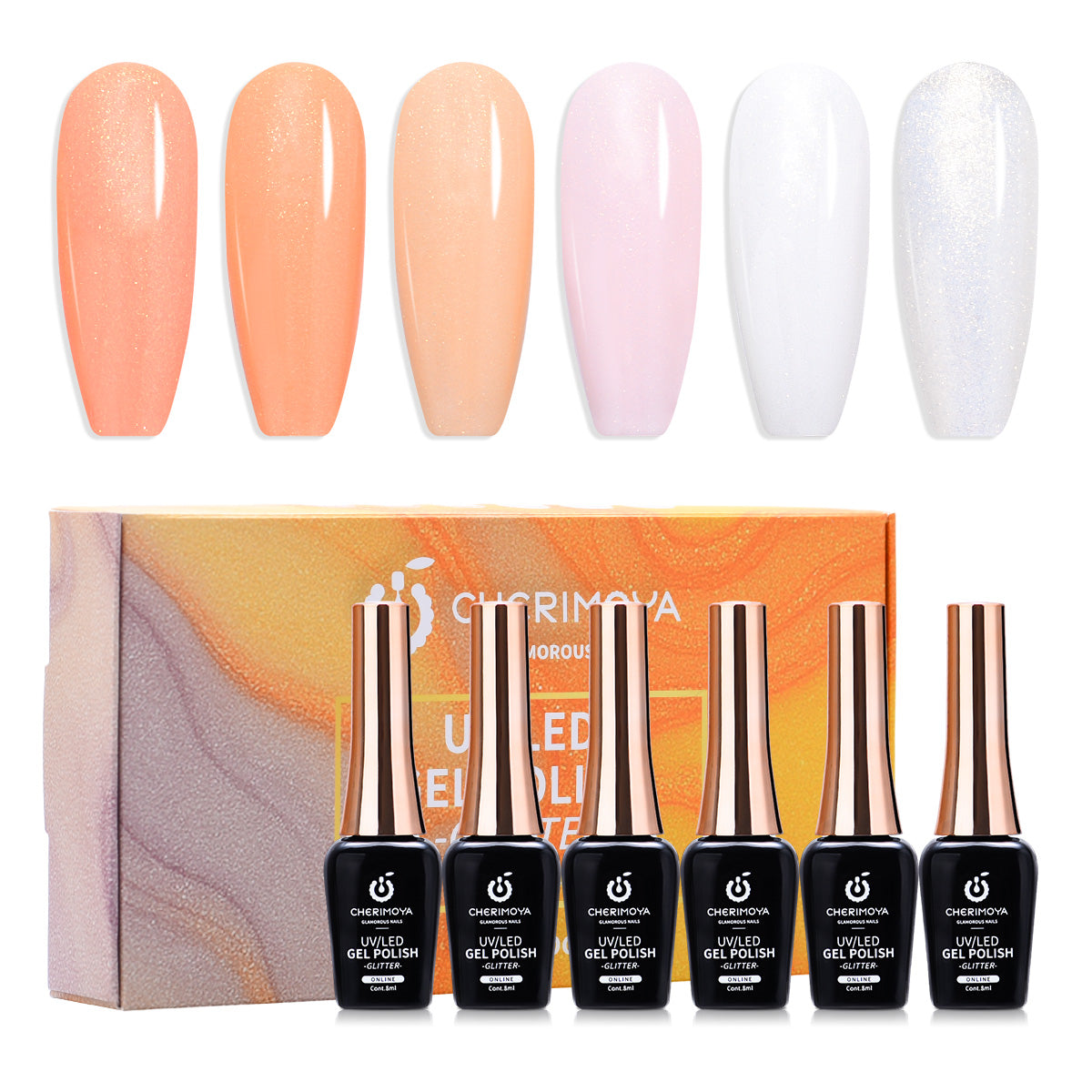 KIT Esmalte Con Glitter 6Pzs