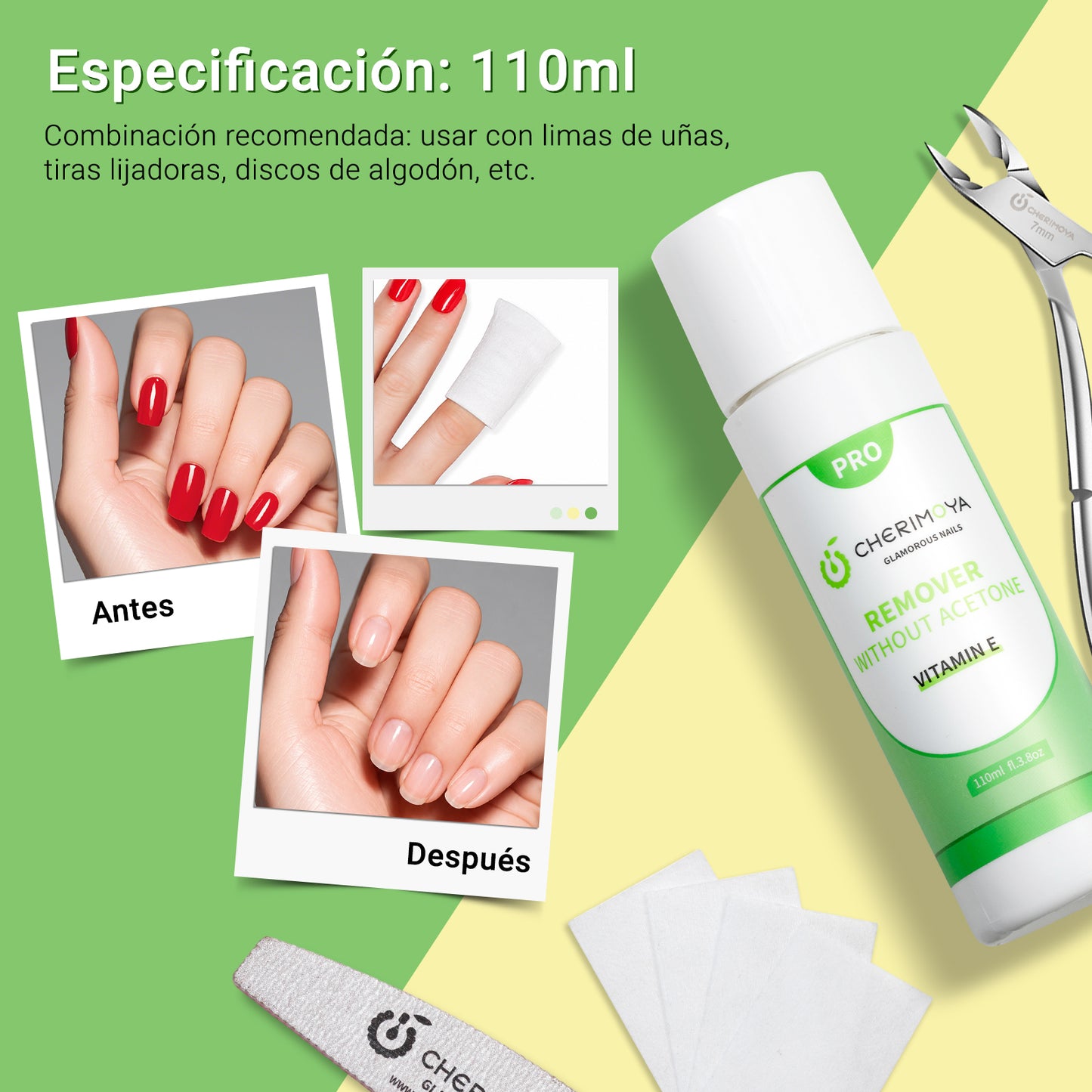 Removedor Sin Acetona Para Uñas Quita Esmalte 110ml CHERIMOYA