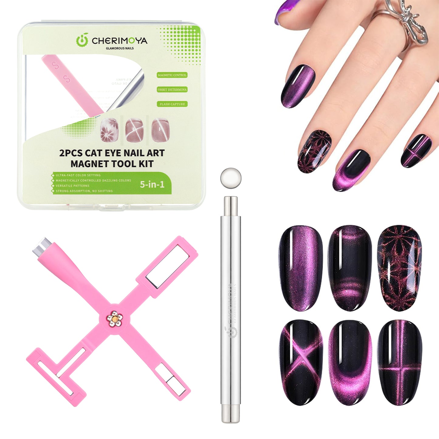 Set De Imán Cat Eye 5 en 1 +Barra+Bola Profesional