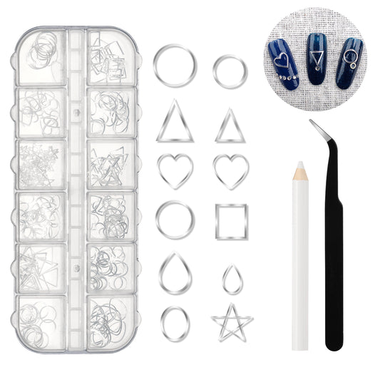 Kit Decoración Uñas Metalicas 240pcs COLDROSE Pinza Lápiz