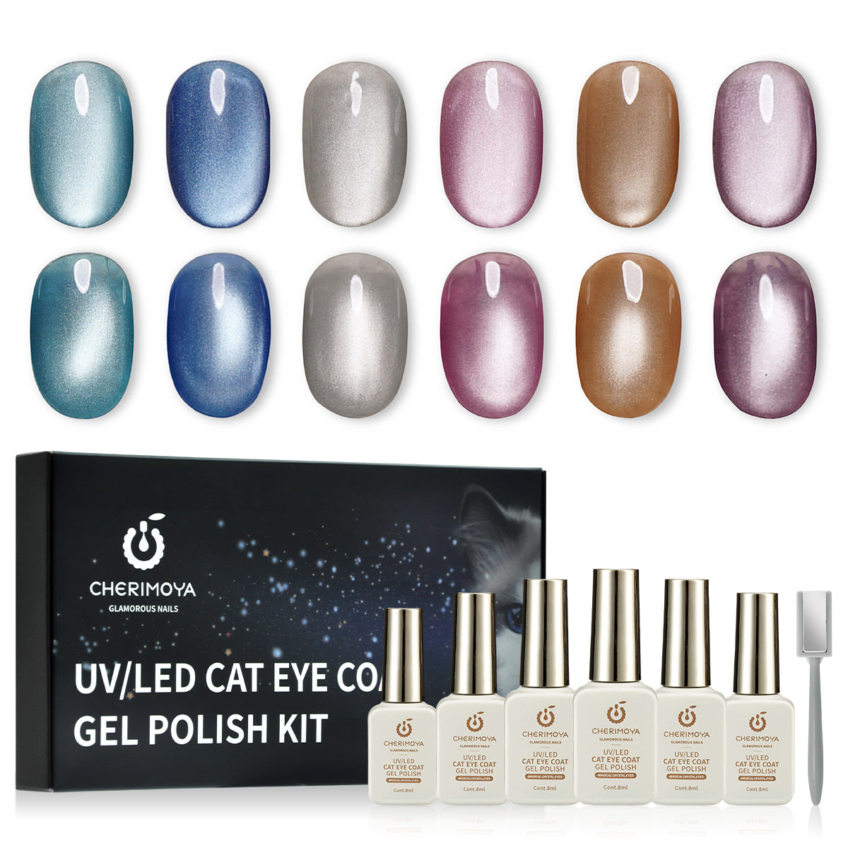 Kit De Esmalte De Gel Ojo de Gato 6Colores 8ML